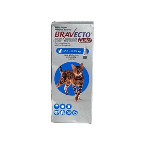 قطره موضعی ضدکک و کنه گربه های نژاد 2.8 تا 6.25 کیلوگرم براوکتو Bravecto DuAct Spot-On Solution for Small Cats