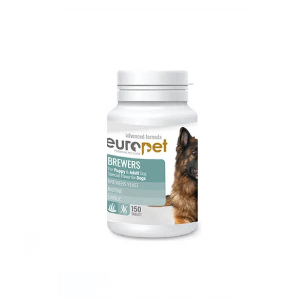 قرص مخمر تقویت کننده پوست و مو سگ یوروپت Europet Dog Brewers Tablet بسته 150 عددی