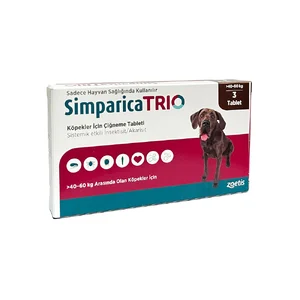 قرص ضد کک و کنه سگ سیمپاریکا تریو وزن 40 تا 60 کیلوگرم zoetis simparica TRIO