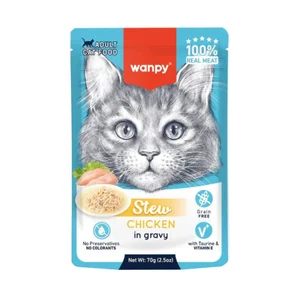 پوچ خورشتی گربه ونپی مدل استیو با طعم مرغ Wanpy Stew With Chicken in Gravy وزن 70 گرم