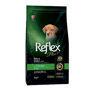 غذا خشک سگ رفلکس پلاس 3 کیلویی طعم مرغ توله سگ جونیور کوچک | reflex mini small junior 3kg