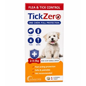 قرص ضد کک و کنه سگ تیک زیرو ادواکر Advacare TickZero وزن 2 تا 4.5 کیلوگرم