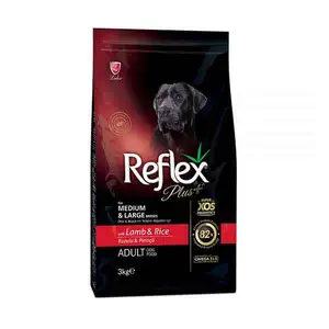 غذا خشک سگ رفلکس پلاس 3 کیلویی طعم بره و برنج سگ بالغ متوسط و بزرگ | reflex medium & large adult 3kg
