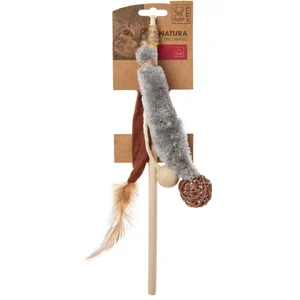 اسباب بازی گربه چوب بنددار همراه با پر و توپ ام پتس mpets natura trio wand