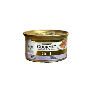 کنسرو گربه گورمت با طعم گوشت گوساله Gourmet Gold with Veal وزن 85 گرم