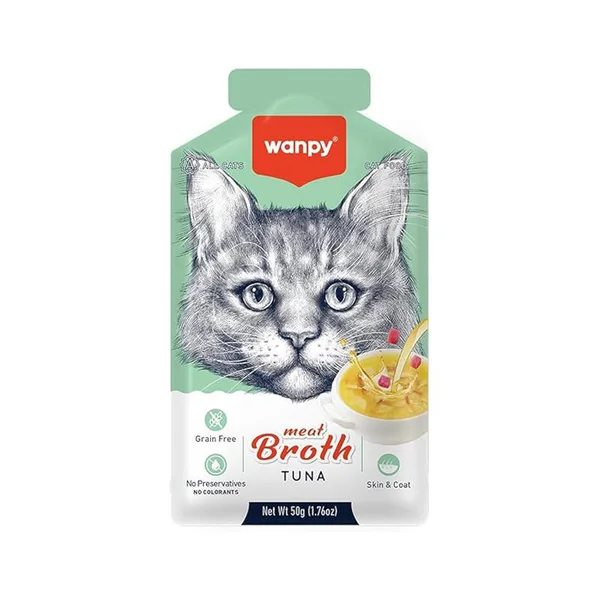 سوپ گربه ونپی با طعم ماهی تن Wanpy Cat Meat Broth With Tuna  وزن 50 گرم